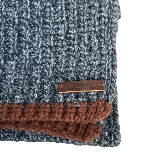 Polo Ralph Lauren Men’s Soft Gray Wool Scarf Muffler Winter Accessory EUC - Picture 2 of 6